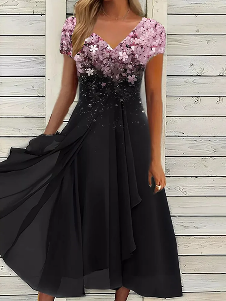 Elegant Floral Print Midi Dress