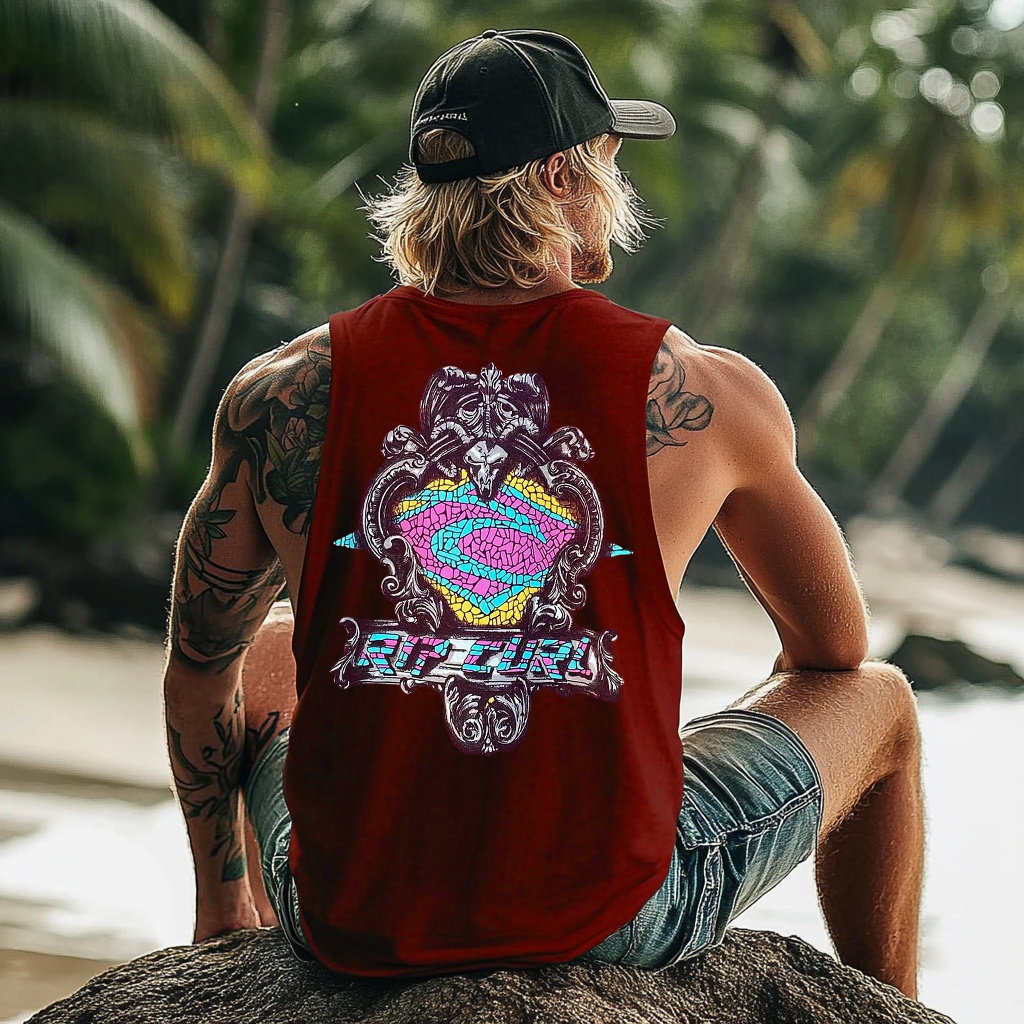 Vintage Unisex Beach Vacation Surf Logo Print Sleeveless Tank Top / TECHWEAR CLUB / Techwear