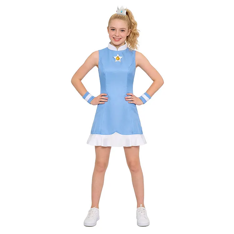 Kids Children The Super Mario (2026) Princess Rosalina Blue Sports Outfits Cosplay Costume