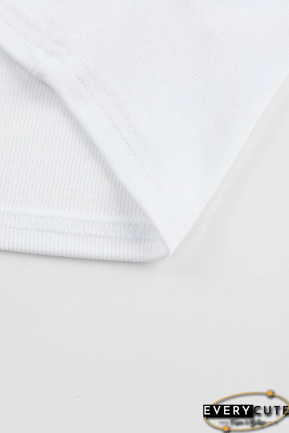 White Rib Knit Crew Neck Sleeveless Crop Top