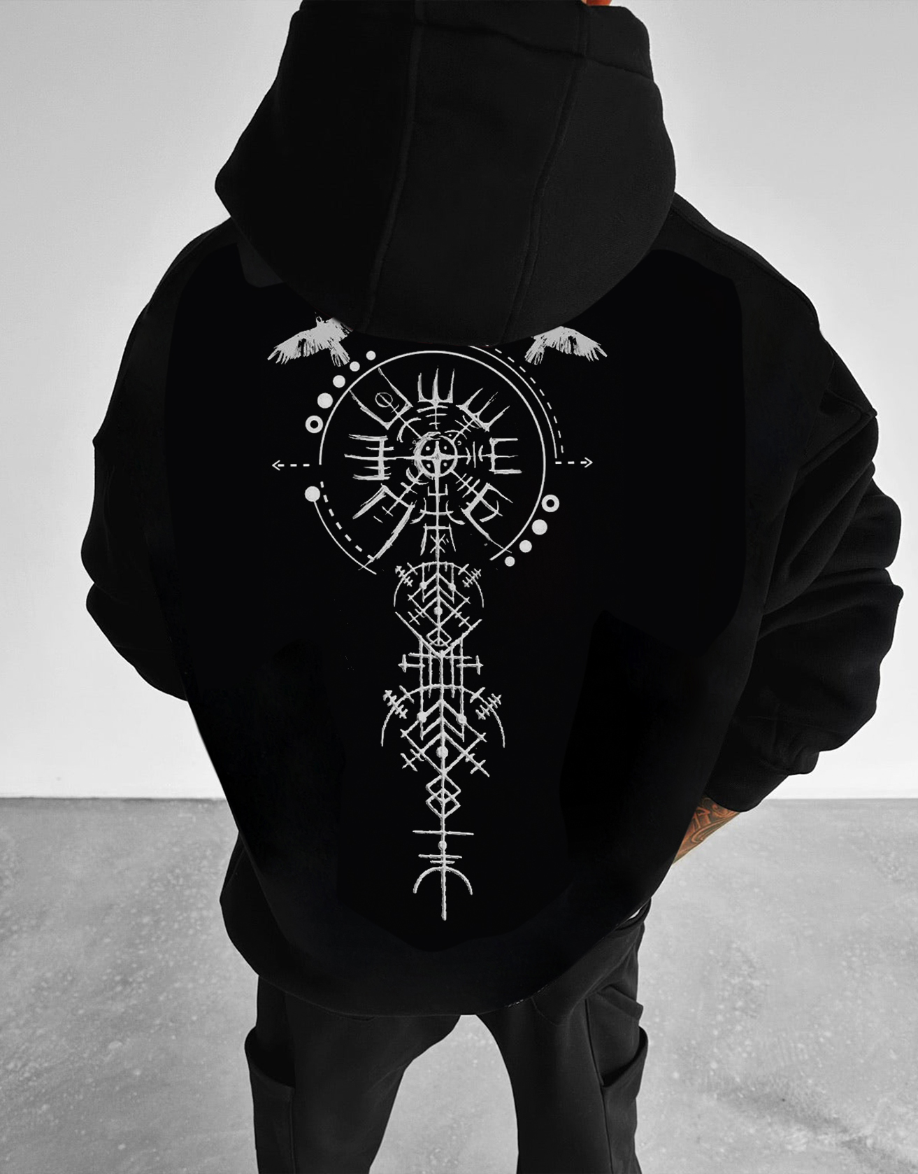 Valkyrie Vintage Spell Raven Totem Hoodies / TECHWEAR CLUB / Techwear