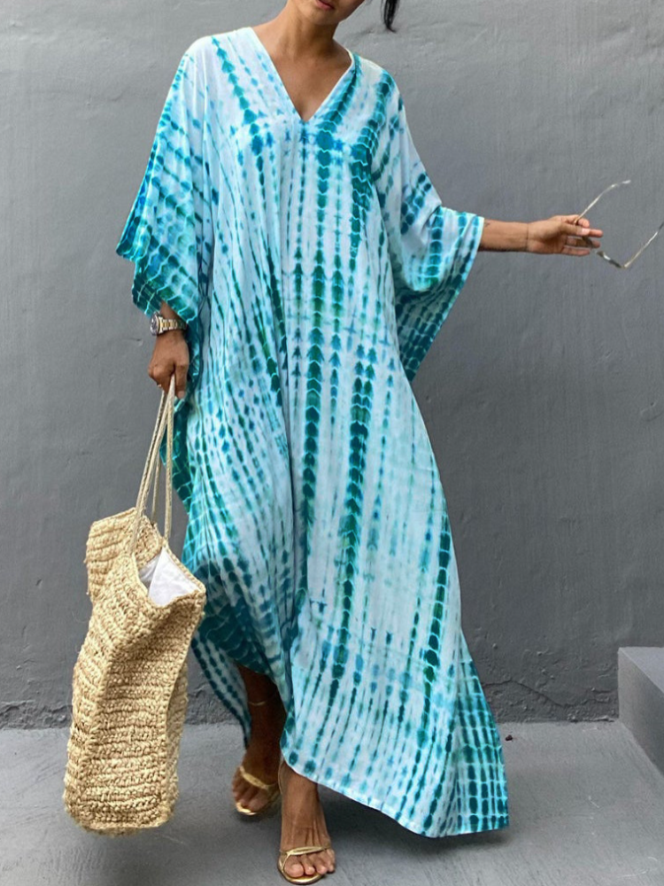 Sumi Printing Holiday Kaftan Maxidress