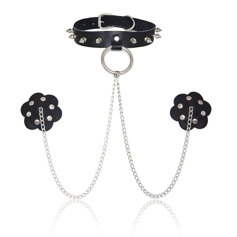 Genuine Leather Sexy Bondage Nipple Cover  