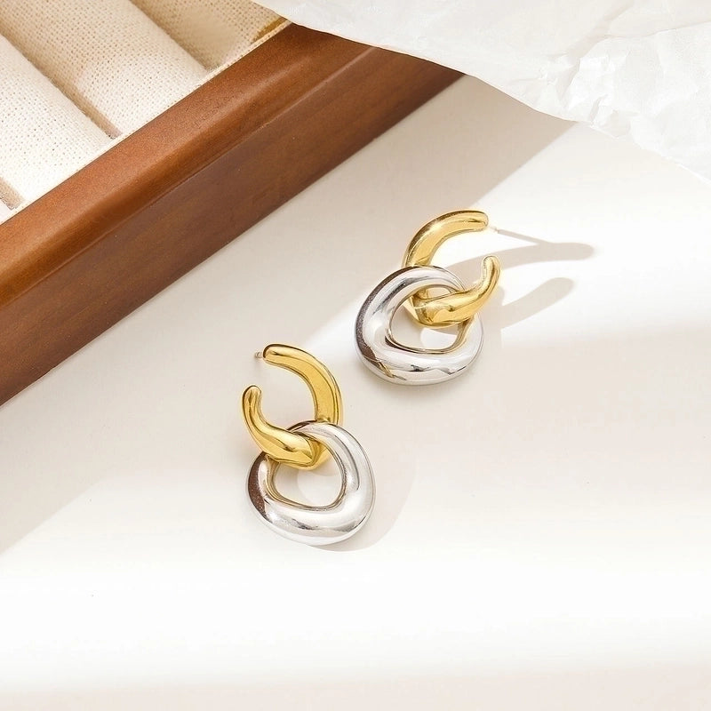 1 Pair Minimalist Color Block Plating 304 Stainless Steel Gold Plated Drop Earrings