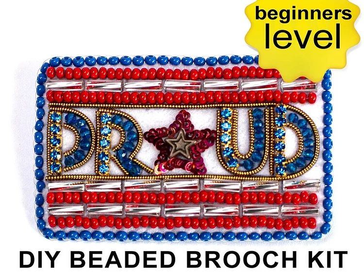 4th July Bead Embroidery Kit. Seed Bead Brooch kit. DIY Craft kit. Beadweaving Kit. Needlework beading. Handmade Jewelry Making Kit