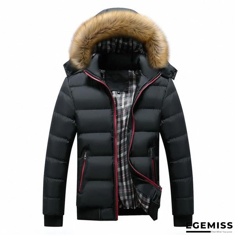 Men's Winter Jackets Thick Hooded Fur Collar Parka Men Coats Casual Padded Mens Jackets | EGEMISS