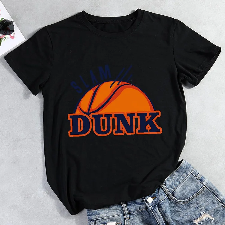 Slam Dunk Basketball Round Neck T-shirt-Annaletters
