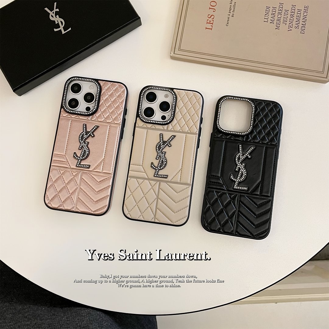 YSL New Lambskin Shiny Diamond Eye-catching Apple iPhone Case