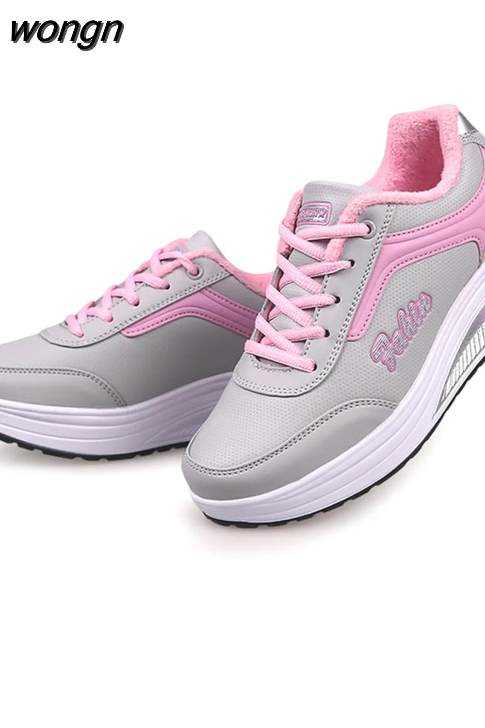 wongn Women Shoes Wedge Sneakers Platform Trainers Women Shoes Casual Lace-Up Tenis Feminino Zapatos De Mujer Women Sneakers High Heel