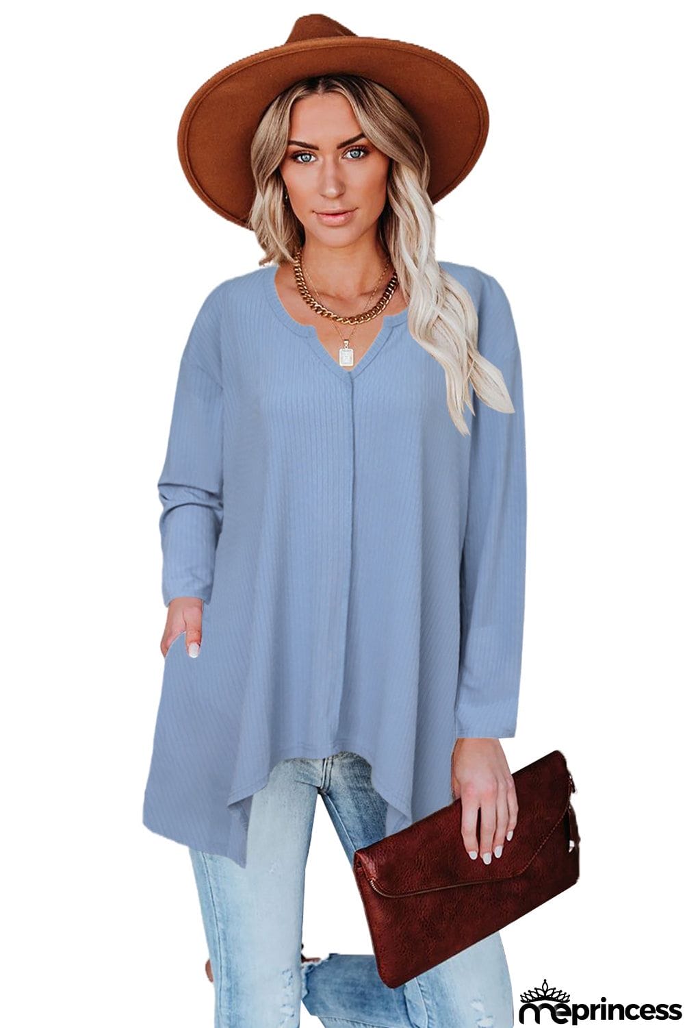 Asymmetric Hemline Long Sleeve Top