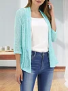 Vibrant V-Neck Crochet Cardigan - Elegant 3/4 Sleeve Mesh Slim Fit, Breathable, Casual, Comfortable, Women's Fashion Clothing for Daily Wear