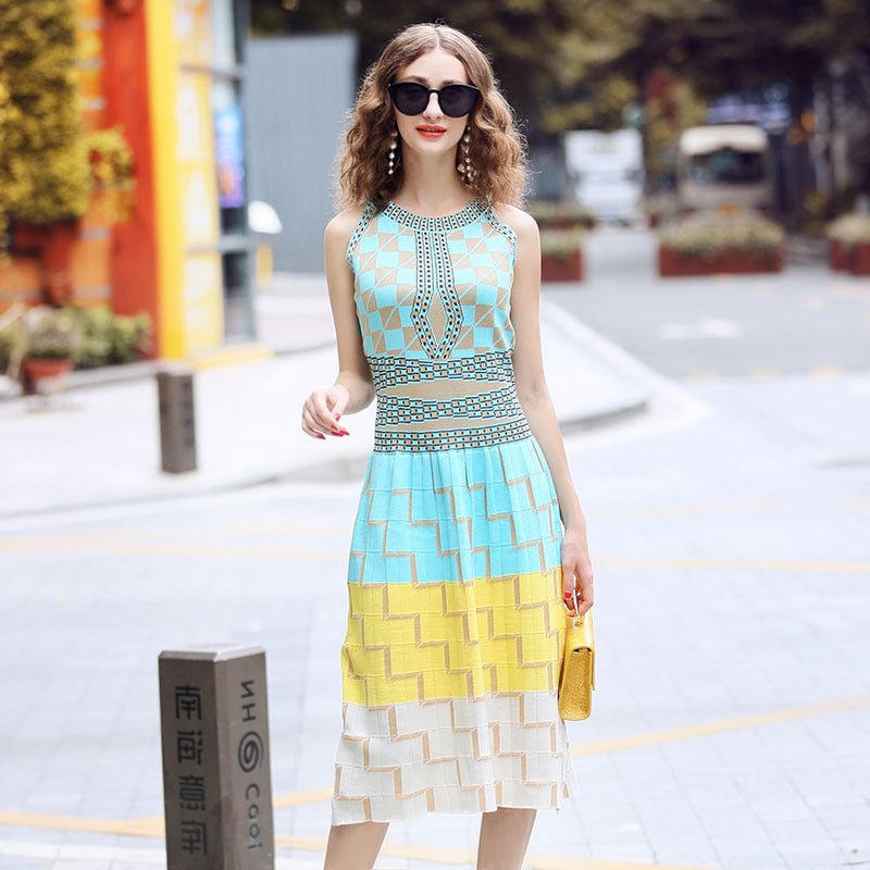 Summer Women's Clothing Fashionable Halter Slim Fit Mid-length Knitted Vest Dress