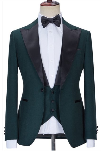 Simple Formal Black Lapel Business Prom Men Suits With Three Pieces | Ballbellas Ballbellas