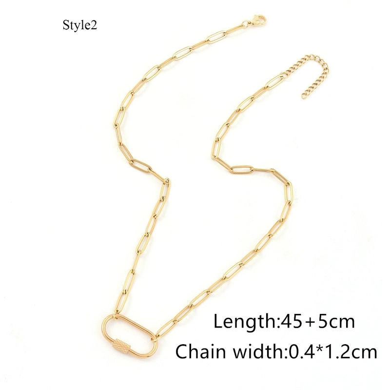 Elegant Minimalist Classic Style Oval 201 Stainless Steel 304 Stainless Steel Necklace