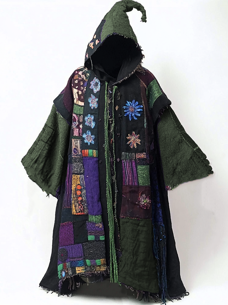 Ethnic print hooded robe bddf
