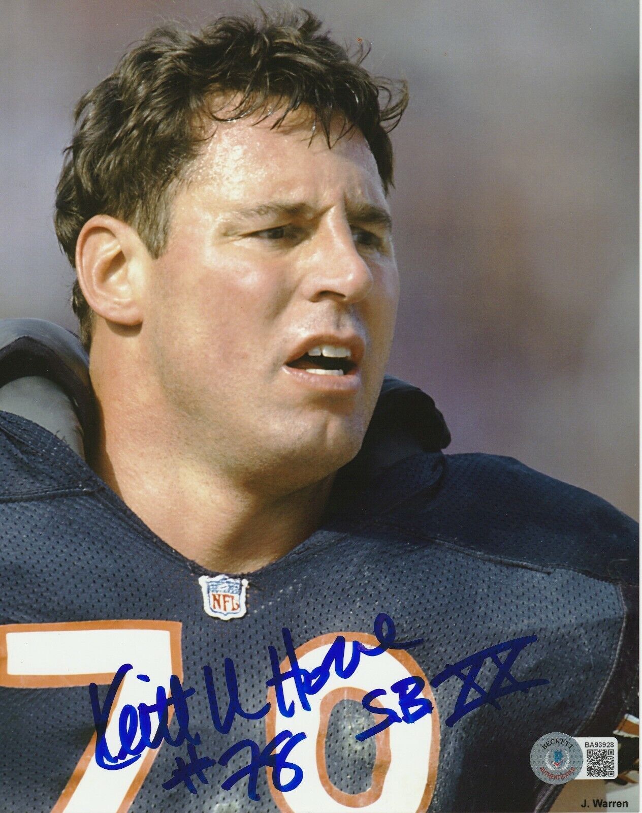 KEITH VAN HORNE Signed Chicago BEARS 8x10 Photo Poster painting w/ Beckett COA (BAS) & Inscr