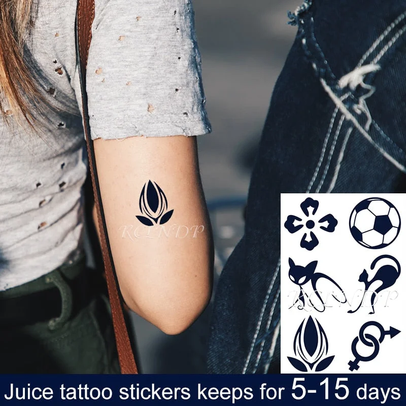 Waterproof Temporary Juice Ink Tattoo Sticker Star Circle Totem Patterns Fruit Gel Long Lasting Art for Men Women