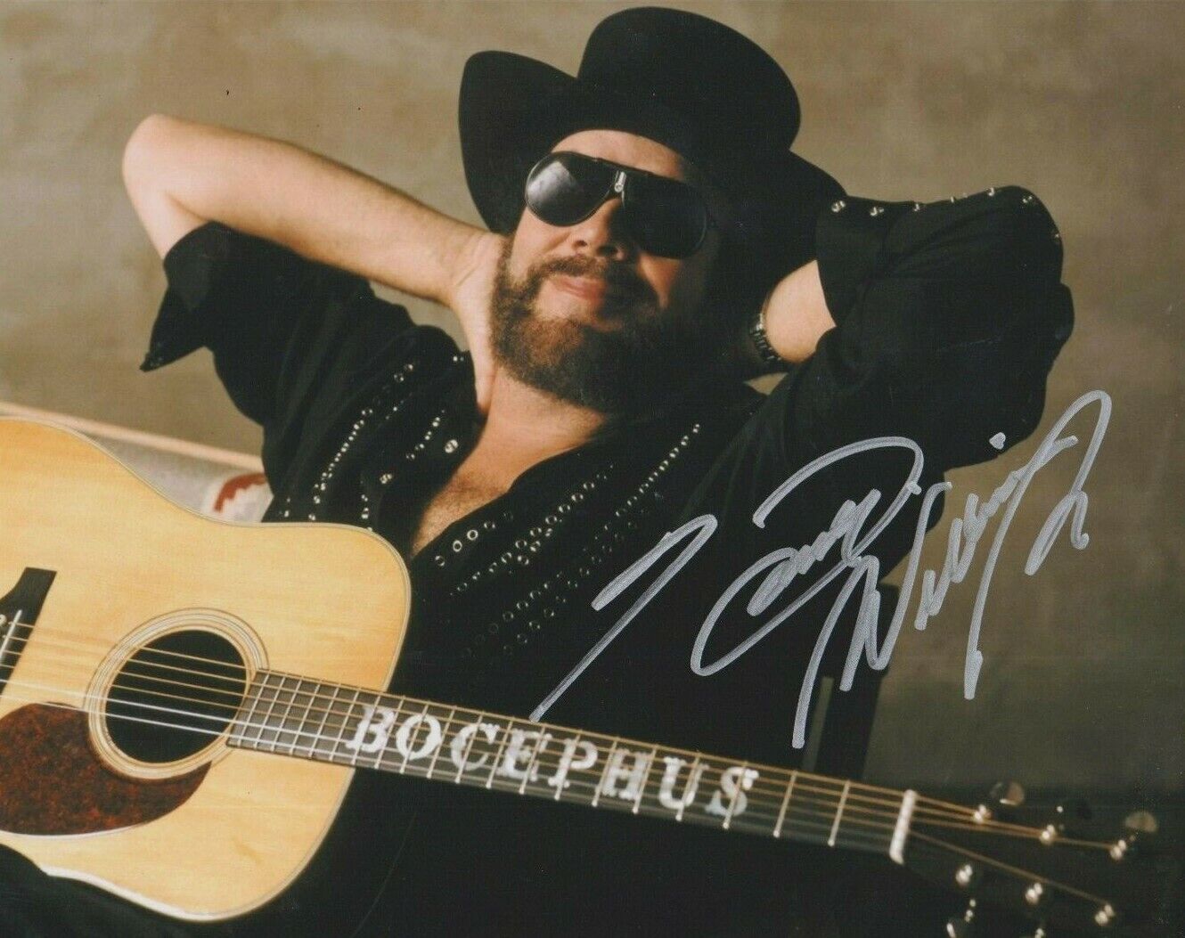 Hank Williams Jr **HAND SIGNED** 8x10 Photo Poster painting ~ Country music ~ AUTOGRAPHED