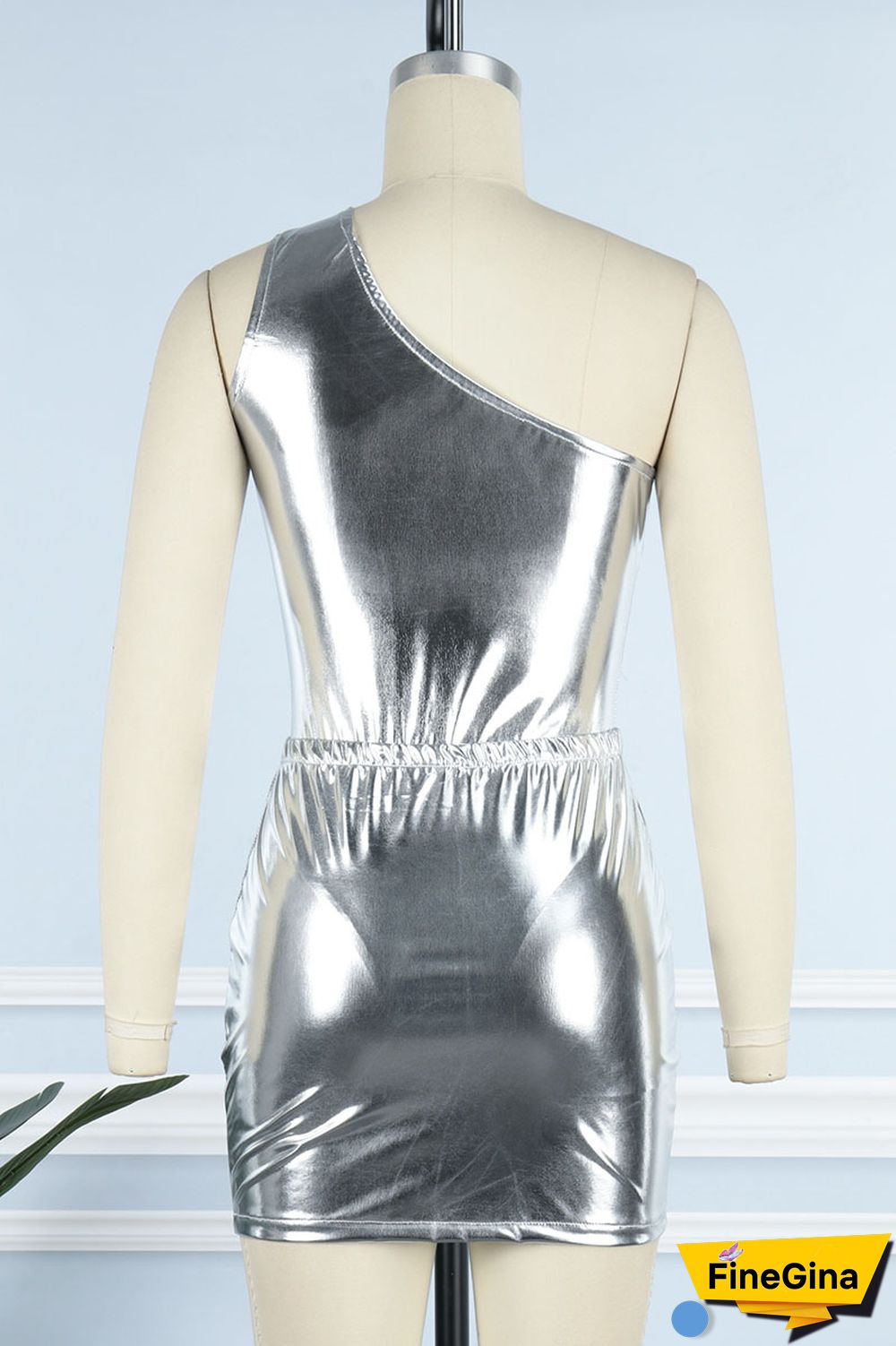 Blue Sexy Solid Patchwork Oblique Collar Sleeveless Two Pieces