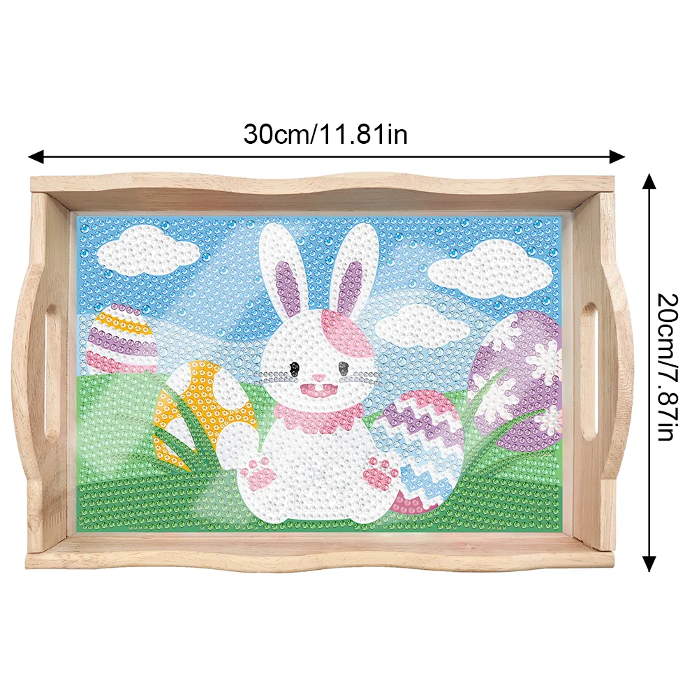 DIY Easter Bunny Diamond Painting Nesting Food Trays with Handle for Serving Food