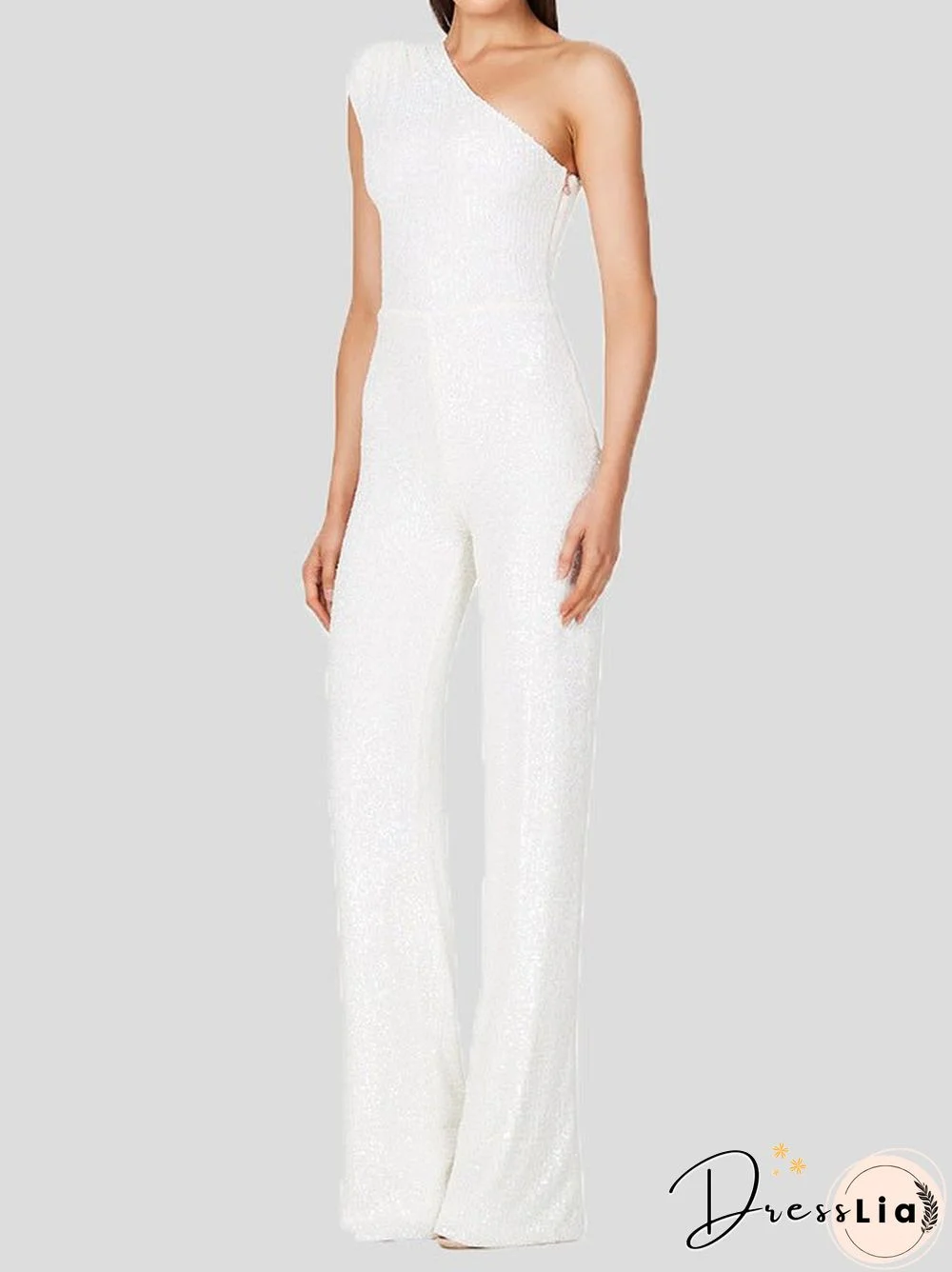 Women'S Jumpsuits One-Shoulder Sequined Slim-Fit Jumpsuit