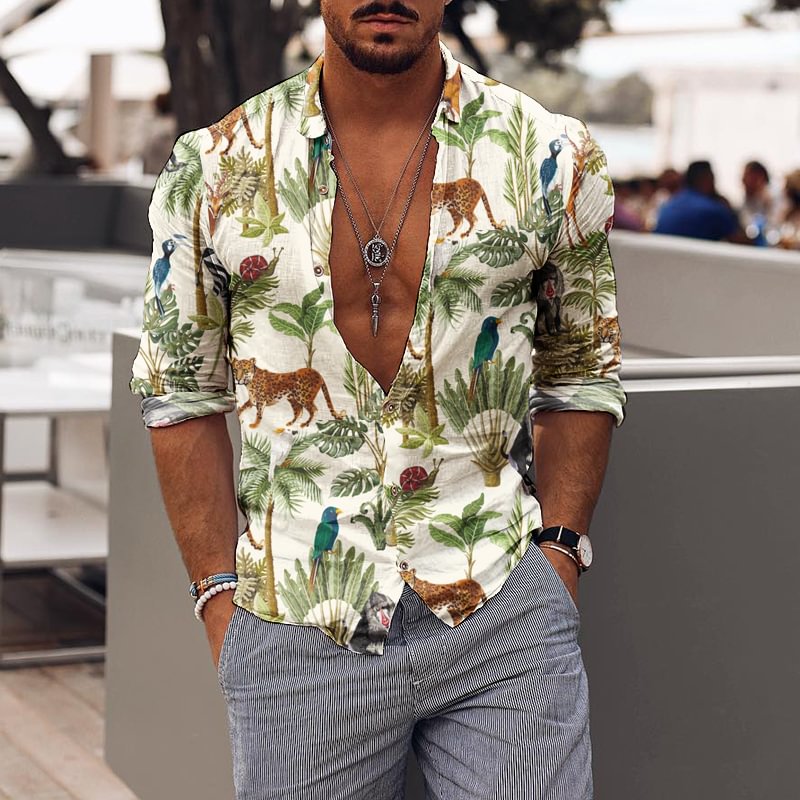 Casual Holiday Floral Print Mens Shirt