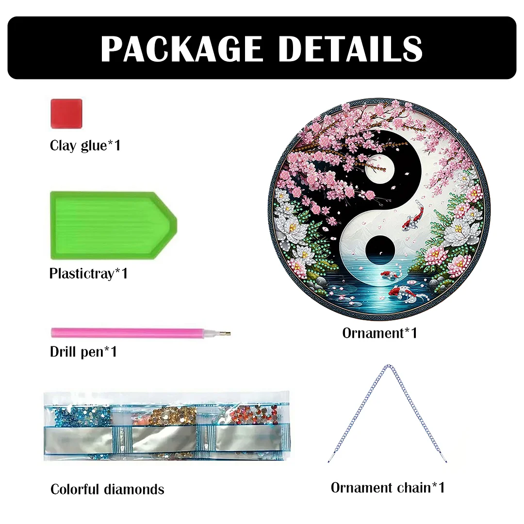 Fish Yin Yang 2D Flat DIY Diamond Painting Set Diamond Art Pendant Home Decor