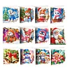 (US Local)12PCS DIY Xmas Pattern Rhinestone Diamond Art Mosaic Postcards for Celebrations