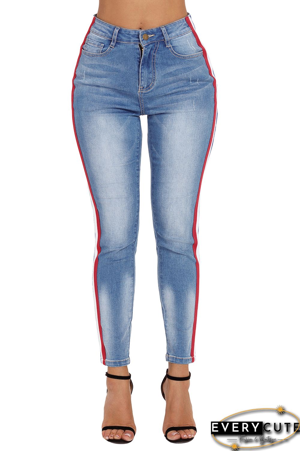Rainbow Racer Striped Blue Skinny Jeans
