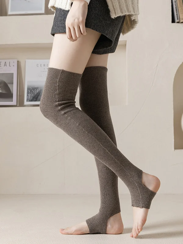 Wool Solid Color Leg Warmers Accessories