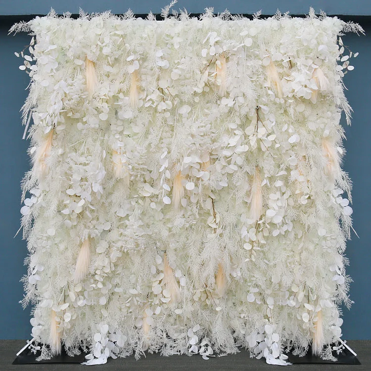 A606 A8055 White Cloth Flower Wall Wedding Backdrop Decor Prop