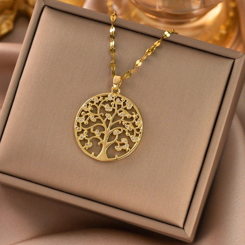 Elegant Animal Star Heart Shape Titanium Steel Rhinestones Plating Inlay Pendant Necklace