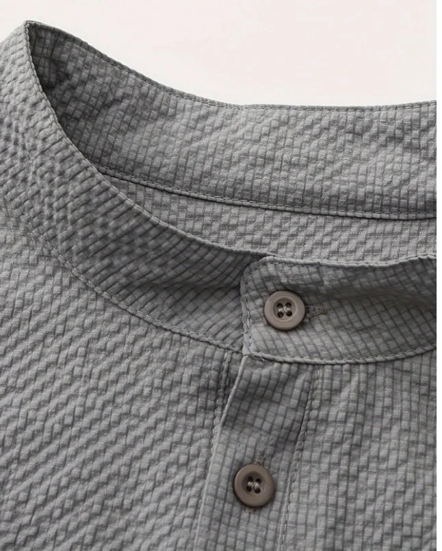 Nigikala Nigikala Men's Fashion Stand-Down Casual Long-Sleeved Shirt