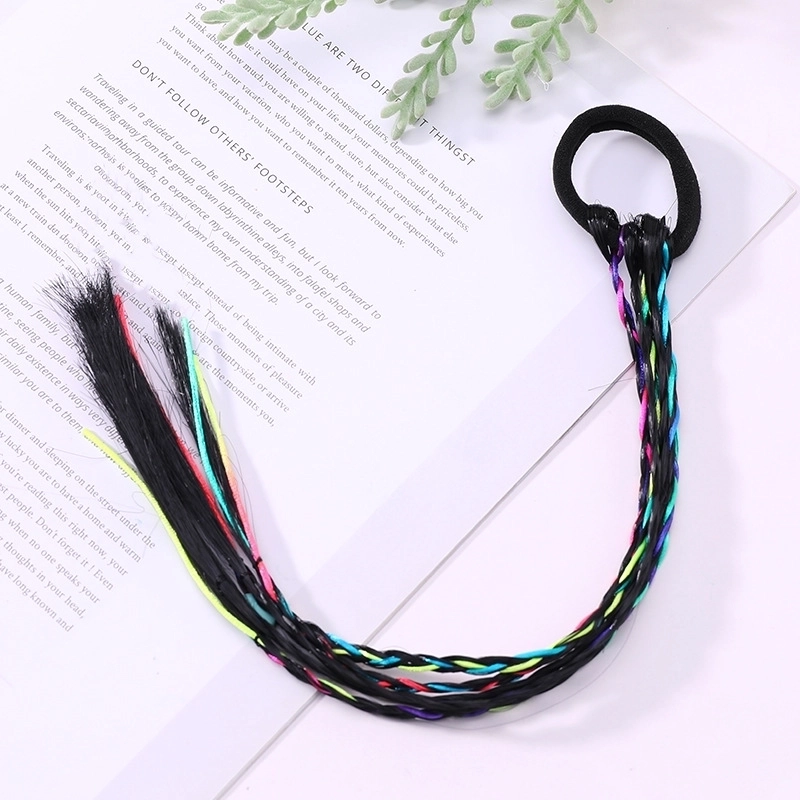 Fashion Children’s Colored Hair Rope Colorful Gradient Wig Twist Braid Rubber Band Hair Tie