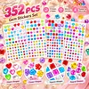 352pcs DIY Self-Adhesive Gem & Rhinestone Stickers Sparkling Jewel Stickers for Crafts & Decorations