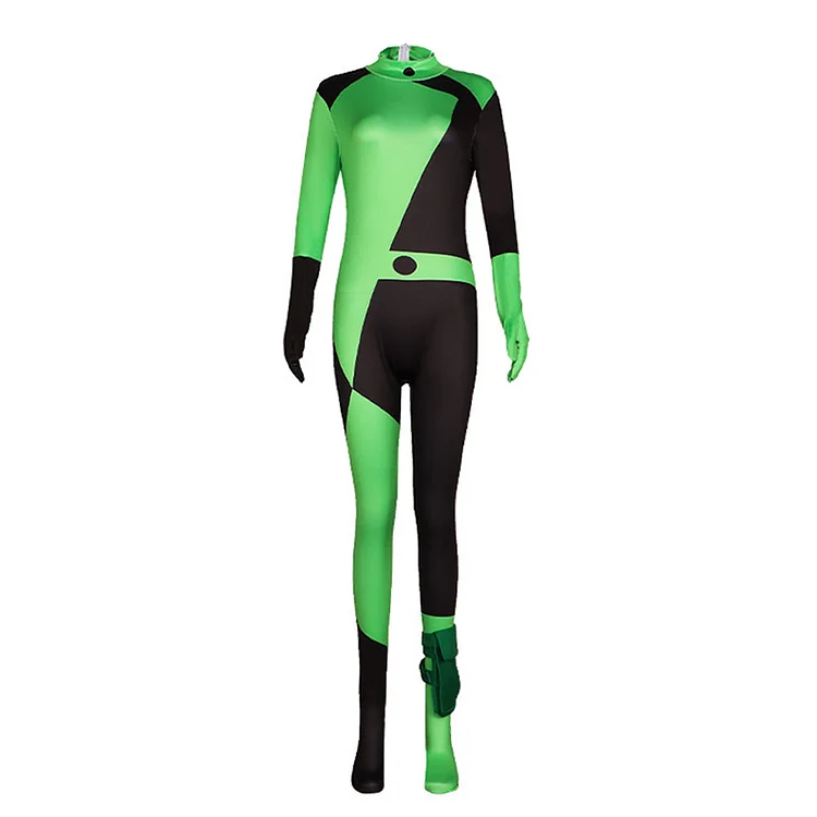 TV Kim Possible Shego Green Jumpsuit Outfits Cosplay Costume Halloween Carnival Suit