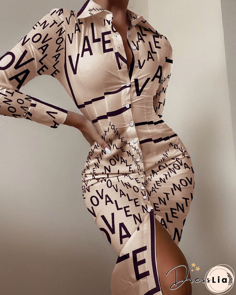 Sexy floral print dress women autumn long sleeve v-neck high waist bandage button slim