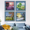 (4pcs) Seasons-14CT Stamped Cross Stitch 16*16cm(Bundle Sale)