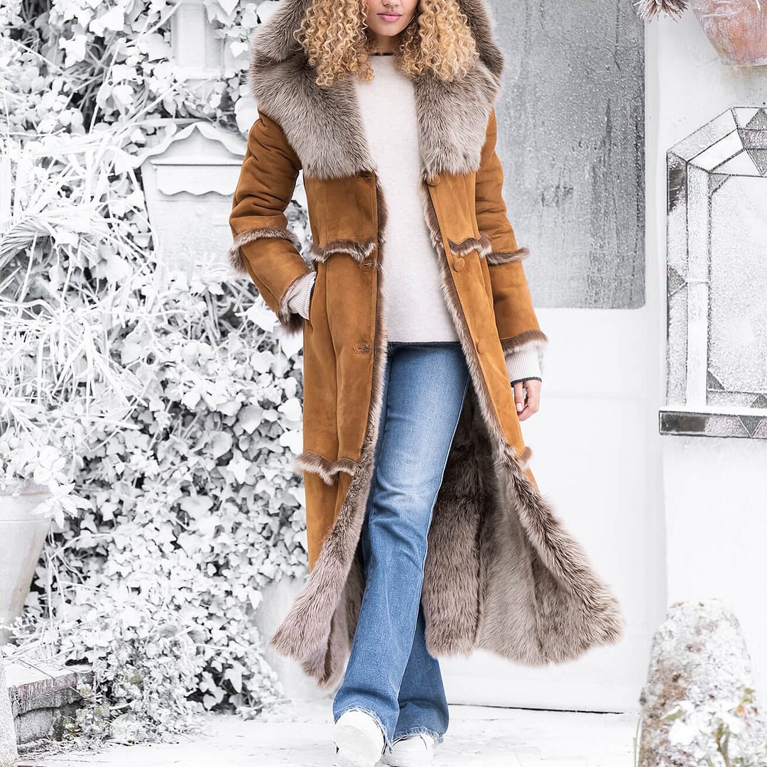 【FINAL SALE】Toscana Thick Plush Hooded Coat in Honey