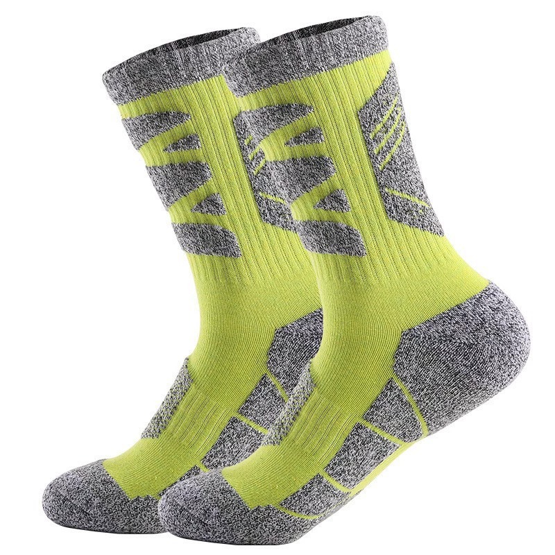 Outdoor Sports Socks With Thickened Towel Sole For Mountaineering Shock Absorption Hiking And Running Mid-tube Socks