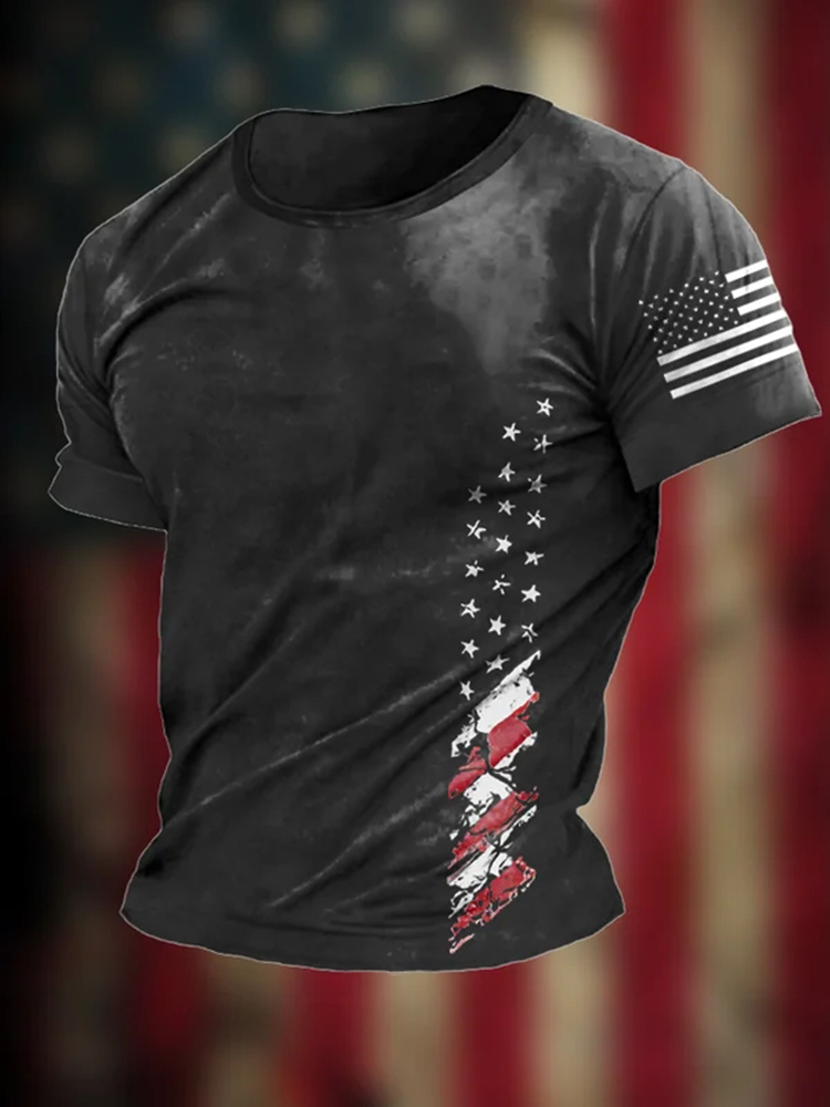 Comstylish Men's Vintage American Flag Declaration of Independence Print T-Shirt