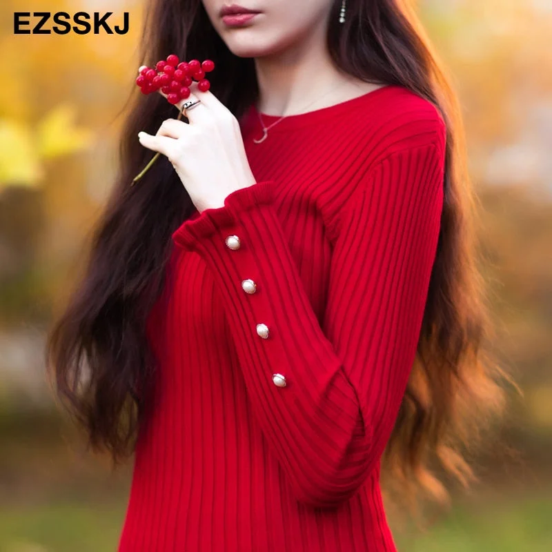 2021 autumn winter thick Mermaid sweater dress elegant knit Trumpet dress women slim midi dress Female chic knit elegant dress