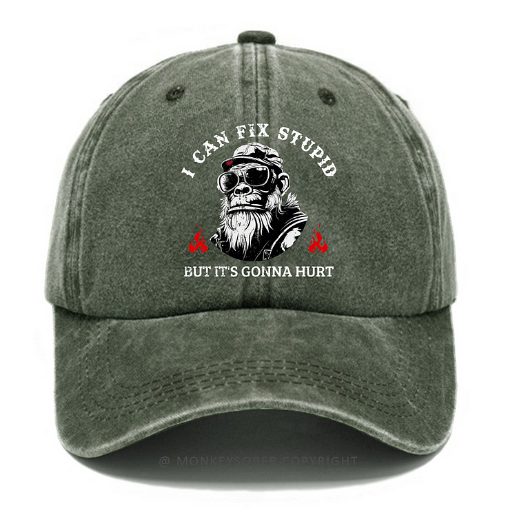 Personalized "I Can Fix Stupid But It's Gonna Hurt" Custom Washed Baseball Caps