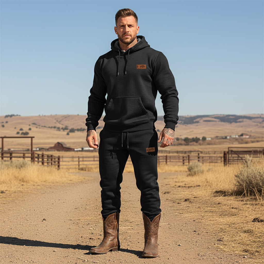 Men's Vintage Western Cowboy Elastic Waist Drawstring Jogger Sweatpants