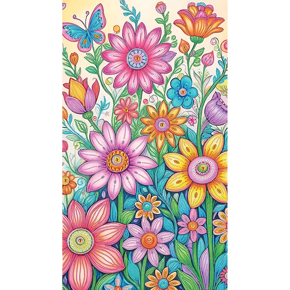 Partial Special-shaped Crystal Rhinestone Diamond Painting - Flower(Canvas|40*70cm)