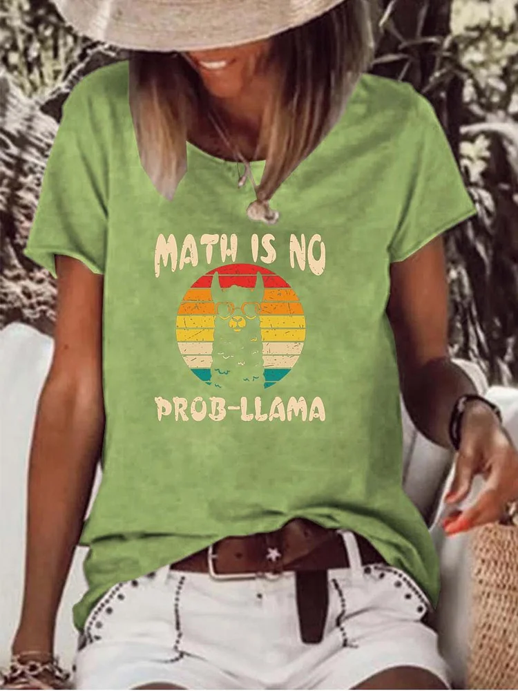 Math Is No Prob Llama Raw Hem Tee