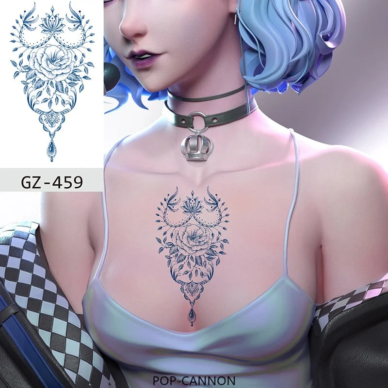 Drop Shipping Temporary Tattoo Stickers Sexy Flowers Juice Ink Lasting Girl Arm Neck Back Waist Buttocks Fake Tatoo Hot Sale DIY