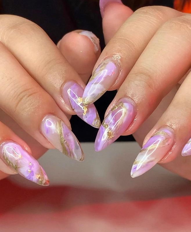 Enchanting Purple Marble Nail Designs for You to Try