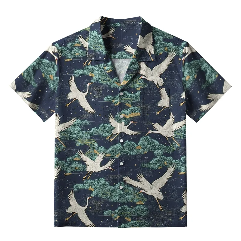 Cranes And Clouds Aloha Hawaiian Shirt  artssus