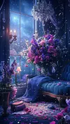 Luxury AB Velvet Diamond Painting Kit - Blue Floral Room